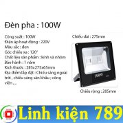  Đèn pha LED RGB 220V 100W có điều khiển từ xa chống nước IP66